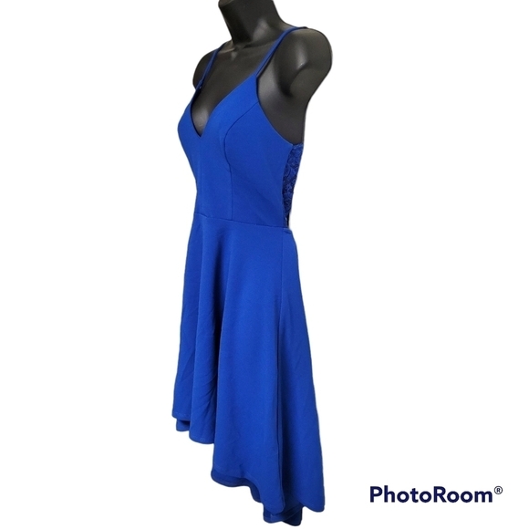 B. Darlin Royal Blue High Low Lace Back Cocktail Party Dress Size 7/8 - Picture 4 of 9